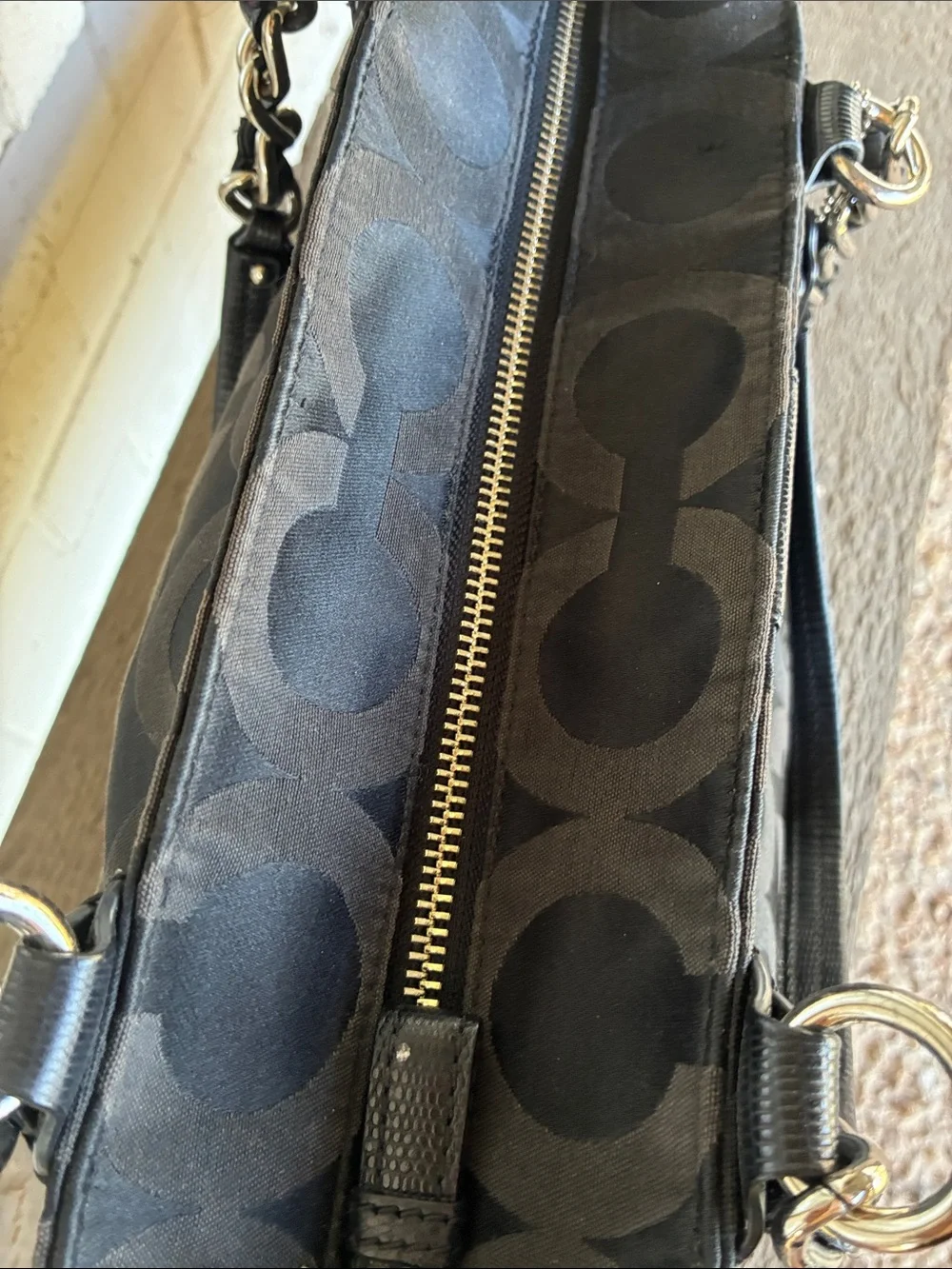 Coach Coach Black Signature Nylon Mia Opaque Chain Tote - Picture 9 of 12